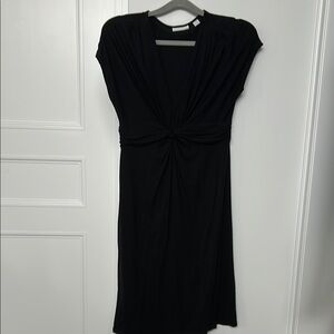 New York & Company Black Sheath Midi Dress V-Neck